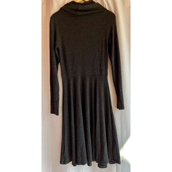 GO Couture Fit & Flare Cowl Neck Sweater Dress Gray Long Sleeve USA Large NWOT - Picture 4 of 10